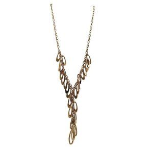 Gold Tone RLM Studio Teardrop Cascading Chain Necklace 22" Statement Jewelry